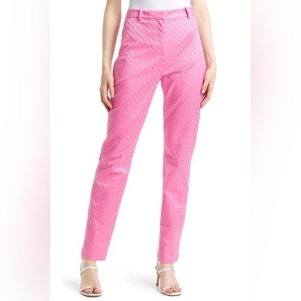 & Other Stories Anthropologie high waist jacquard tapered pink pants women’s 12